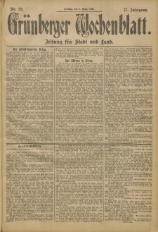 Grünberger Wochenblatt: Zeitung für Stadt und Land, No. 28. (5. März 1901)