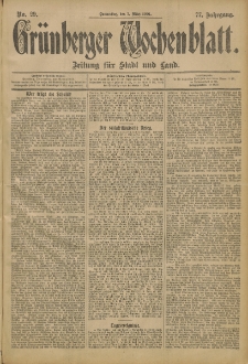 Grünberger Wochenblatt: Zeitung für Stadt und Land, No. 29. (7. März 1901)