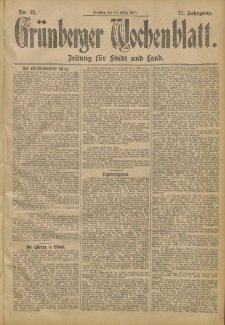 Grünberger Wochenblatt: Zeitung für Stadt und Land, No. 31. (12. März 1901)