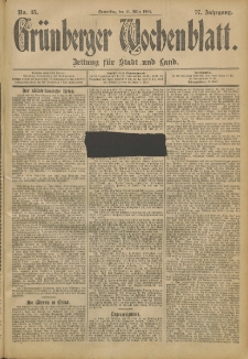 Grünberger Wochenblatt: Zeitung für Stadt und Land, No. 35. (21. März 1901)