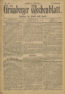 Gr&uuml;nberger Wochenblatt: Zeitung f&uuml;r Stadt und Land, No. 36. (23. M&auml;rz 1901)
