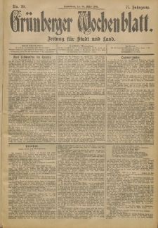 Grünberger Wochenblatt: Zeitung für Stadt und Land, No. 39. (30. März 1901)