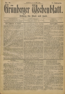 Grünberger Wochenblatt: Zeitung für Stadt und Land, No. 39. (30. März 1901)
