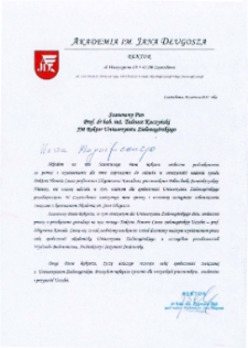 List gratulacyjny dr. hab. Zygmunta Bąka do prof. Tadeusza Kuczyńskiego