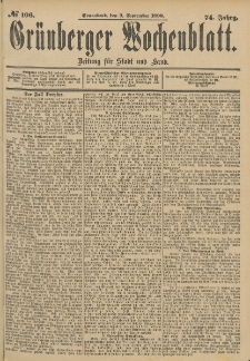 Grünberger Wochenblatt: Zeitung für Stadt und Land, No. 107. (6. September 1898)