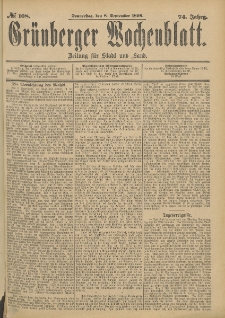 Grünberger Wochenblatt: Zeitung für Stadt und Land, No. 109. (10. September 1898)