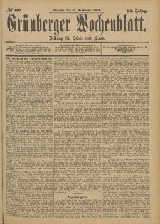 Grünberger Wochenblatt: Zeitung für Stadt und Land, No. 117. (29. September 1898)