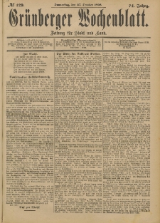 Grünberger Wochenblatt: Zeitung für Stadt und Land, No. 130. (29. October 1898)