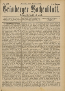 Grünberger Wochenblatt: Zeitung für Stadt und Land, No. 133. (5. November 1898)