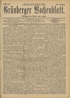 Grünberger Wochenblatt: Zeitung für Stadt und Land, No. 139. (19. November 1898)