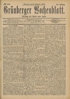 Grünberger Wochenblatt: Zeitung für Stadt und Land, No. 139. (19. November 1898)