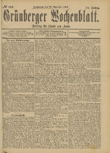 Grünberger Wochenblatt: Zeitung für Stadt und Land, No. 143. (29. November 1898)