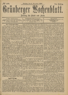 Grünberger Wochenblatt: Zeitung für Stadt und Land, No. 147. (8. December 1898)