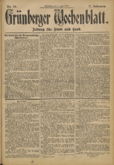 Grünberger Wochenblatt: Zeitung für Stadt und Land, No. 44. (11. April 1901)