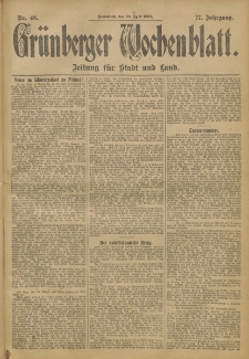Grünberger Wochenblatt: Zeitung für Stadt und Land, No. 48. (20. April 1901)