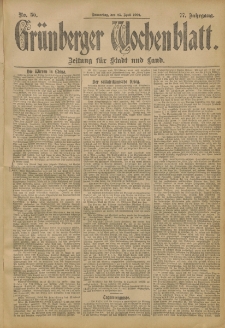 Grünberger Wochenblatt: Zeitung für Stadt und Land, No. 50. (25. April 1901)