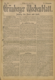 Grünberger Wochenblatt: Zeitung für Stadt und Land, No. 52. (30. April 1901)