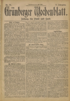 Grünberger Wochenblatt: Zeitung für Stadt und Land, No. 54. (4. Mai 1901)