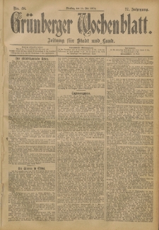 Grünberger Wochenblatt: Zeitung für Stadt und Land, No. 58. (14. Mai 1901)