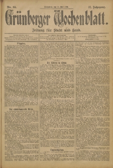 Gr&uuml;nberger Wochenblatt: Zeitung f&uuml;r Stadt und Land, No. 63. (25. Mai 1901)