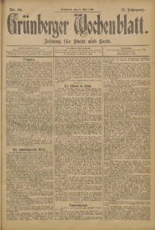 Grünberger Wochenblatt: Zeitung für Stadt und Land, No. 63. (25. Mai 1901)