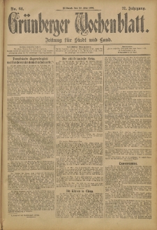Grünberger Wochenblatt: Zeitung für Stadt und Land, No. 64. (29. Mai 1901)