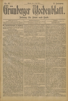 Grünberger Wochenblatt: Zeitung für Stadt und Land, No. 67. (4. Juni 1901)