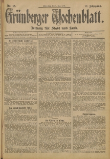 Grünberger Wochenblatt: Zeitung für Stadt und Land, No. 68. (6. Juni 1901)