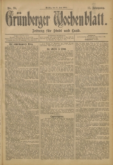 Grünberger Wochenblatt: Zeitung für Stadt und Land, No. 70. (11. Juni 1901)