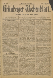 Grünberger Wochenblatt: Zeitung für Stadt und Land, No. 71. (13. Juni 1901)