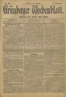 Grünberger Wochenblatt: Zeitung für Stadt und Land, No. 80. (4. Juli 1901)