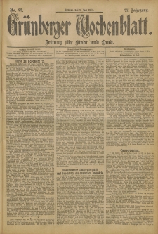 Grünberger Wochenblatt: Zeitung für Stadt und Land, No. 82. (9. Juli 1901)