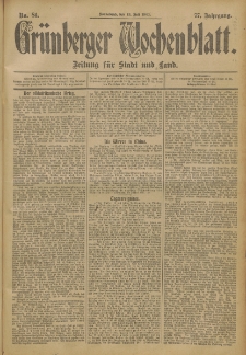 Grünberger Wochenblatt: Zeitung für Stadt und Land, No. 84. (13. Juli 1901)