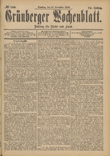 Grünberger Wochenblatt: Zeitung für Stadt und Land, No. 150. (15. December 1898)