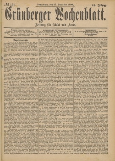 Grünberger Wochenblatt: Zeitung für Stadt und Land, No. 152. (20. December 1898)