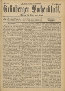 Grünberger Wochenblatt: Zeitung für Stadt und Land, No. 153. (22. December 1898)