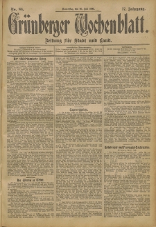 Gr&uuml;nberger Wochenblatt: Zeitung f&uuml;r Stadt und Land, No. 86. (18. Juli 1901)