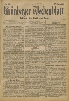 Grünberger Wochenblatt: Zeitung für Stadt und Land, No. 86. (18. Juli 1901)