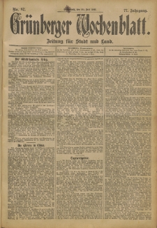 Grünberger Wochenblatt: Zeitung für Stadt und Land, No. 87. (20. Juli 1901)