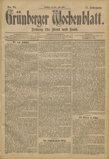 Grünberger Wochenblatt: Zeitung für Stadt und Land, No. 91. (30. Juli 1901)