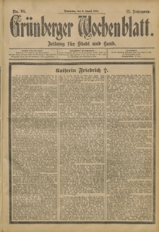 Grünberger Wochenblatt: Zeitung für Stadt und Land, No. 95. (8. August 1901)
