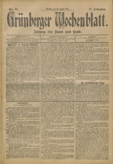 Grünberger Wochenblatt: Zeitung für Stadt und Land, No. 97. (13. August 1901)
