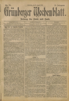 Grünberger Wochenblatt: Zeitung für Stadt und Land, No. 98. (15. August 1901)
