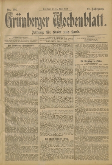 Gr&uuml;nberger Wochenblatt: Zeitung f&uuml;r Stadt und Land, No. 102. (24. August 1901)