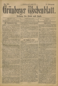 Grünberger Wochenblatt: Zeitung für Stadt und Land, No. 105. (31. August 1901)