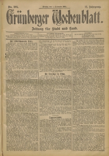 Grünberger Wochenblatt: Zeitung für Stadt und Land, No. 106. (3. September 1901)