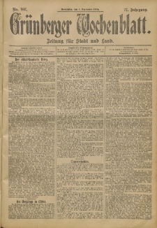 Grünberger Wochenblatt: Zeitung für Stadt und Land, No. 107. (5. September 1901)