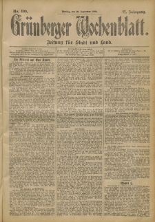 Gr&uuml;nberger Wochenblatt: Zeitung f&uuml;r Stadt und Land, No. 109. (10. September 1901)