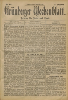 Grünberger Wochenblatt: Zeitung für Stadt und Land, No. 111. (14. September 1901)