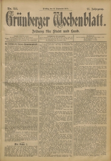 Grünberger Wochenblatt: Zeitung für Stadt und Land, No. 112. (17. September 1901)